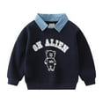 thumbnail image 1 of BOBOGOJP Toddler Boy Collared Pullover Long Sleeve Fall Winter Baby Boy Clothes Outfit Navy for Size 5-6 Years, 1 of 2