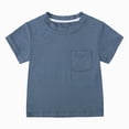 thumbnail image 1 of BOBOGOJP Toddler Boy Short Sleeve Shirts Cotton T-Shirts with Pocket Round Neck Tee Tops Size 18M-5T(Navy,6-9 Months), 1 of 5