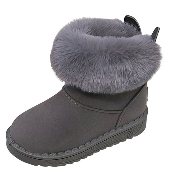 BOBOGOJP Toddler Boys Girls Winter Warm Shoes Water-Resistant Comfy Non-Slip Snow Boots Cold Weather Insulated Outdoor Walking Shoe Gray for Size 12