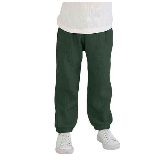 BOBOGOJP Toddler Corduroy Pants for Boys&Girls, Toddler Sweatpants with Tie Up Design for Winter&Autumn Dark Green,Size 7-8 Years