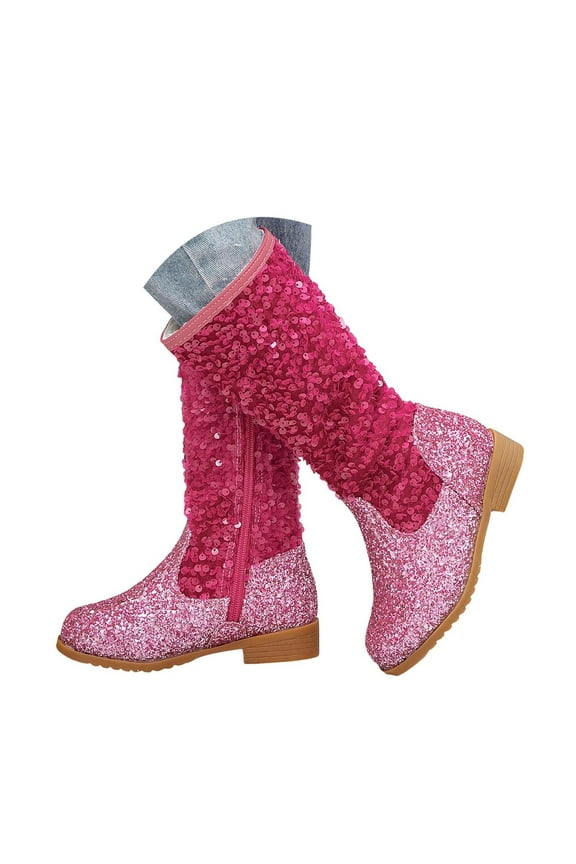 Toddler Cowboy Boots Western Cowgirl Boots Boys Girls Mid Calf Square Toe Riding Walking Shoes Hot Pink for Size 1