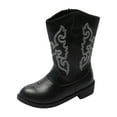 thumbnail image 1 of BOBOGOJP Toddler Cowboy Cowgirl Boots Boys Girls Western Round Toe Riding Mid Calf Booties for All Seasons（Toddler/Little Kid) Black for Size 11.5, 1 of 9