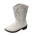 thumbnail image 1 of BOBOGOJP Toddler Cowboy Cowgirl Boots Boys Girls Western Round Toe Riding Mid Calf Booties for All Seasons（Toddler/Little Kid) White for Size 12, 1 of 9