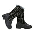 thumbnail image 1 of BOBOGOJP Toddler Cowgirl Boots Glitter Girls Cowboy Boots Ankle Toddler Boot Little Kid Western Horse Riding Shoes Party Birthday Dress Up Black for Size 2, 1 of 8