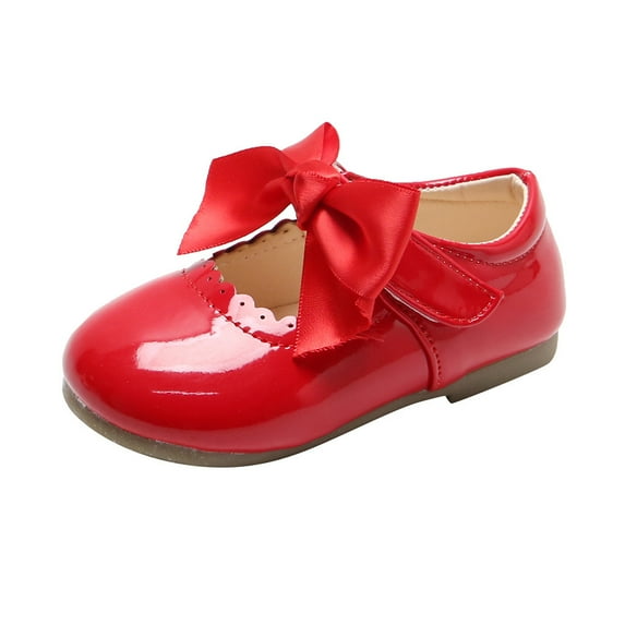BOBOGOJP Toddler Flower Girl Dress Shoes - Girl Ballet Flats Party School Shoes Wedding Red for 5