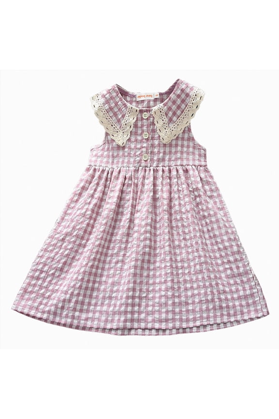 Toddler Girl Clothes Summer Gingham Dress Ruffle Irregular Plaid Dresses Causal Party Sundress for Little Girls 2-7Y Red,Size 2-3 Years