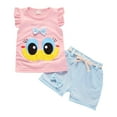 thumbnail image 1 of BOBOGOJP Baby Girl Clothes Outfits Short Sets 2 Pieces with T-Shirt + Short Pants(Pink, 3-4 Years), 1 of 5