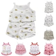 thumbnail image 1 of BOBOGOJP Toddler Girl Cotton Heart Print Outfit Set,Ruffled Sleeveless Top, Matching Shorts & Bow Headband for Baby Girls Orange for Size 11-12 Years, 1 of 5