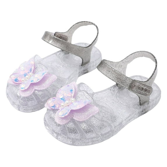 BOBOGOJP Toddler Girl Sandals Toddler Shoes Baby Girls Cute Butterfly Jelly Colors Hollow Out Non-slip Soft Sole Beach Roman Sandals White for 2.5