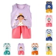 thumbnail image 1 of BOBOGOJP Toddler Girl Shorts Set Summer Times Sleeveless T-Shirt /Floral Shorts Little Girls Outfits Clothes Yellow for Size 5-6 Years, 1 of 4
