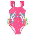 thumbnail image 1 of BOBOGOJP Toddler Girls Bathing Suit One Piece Ruffle Strap Cute Swimsuits Little Kids Beach Pool Quick Dry Swimwear 2t-10 Hot Pink for Size 18-24 Months, 1 of 6