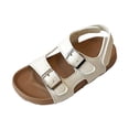 thumbnail image 1 of BOBOGOJP Toddler Girls Sandals Open Toe Summer Flats Flower Girl Dress Shoes for Baby Little Kids White for 13, 1 of 6