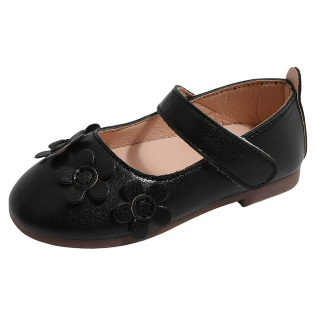BOBOGOJP Toddler/Little Girl Mary Jane Dress Shoes Casual Slip on Ballet Flat (Black,7)