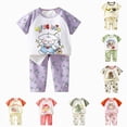 thumbnail image 1 of BOBOGOJP Toddler Newborn Baby Boy Outfit Short Sleeve Tops Pants Clothes Set Infant Boys Summer Winter Dark Purple,Size 18-24 Months, 1 of 6