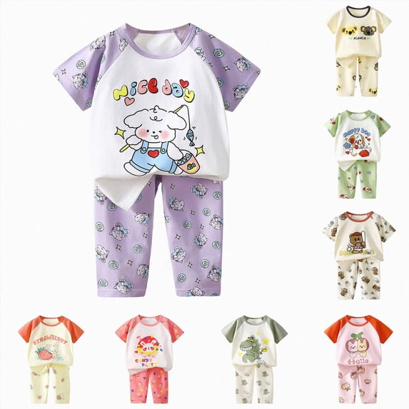 BOBOGOJP Toddler Newborn Baby Boy Outfit Short Sleeve Tops Pants Clothes Set Infant Boys Summer Winter Dark Purple,Size 18-24 Months