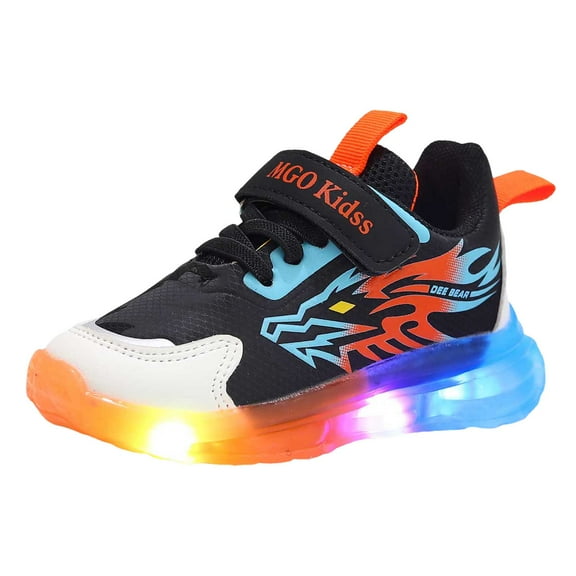 BOBOGOJP Toddler Running Shoes Light Up Slip-on Breathable Athletic Casual Walking Tennis Boys Girls Shoe Orange for Size 5.5