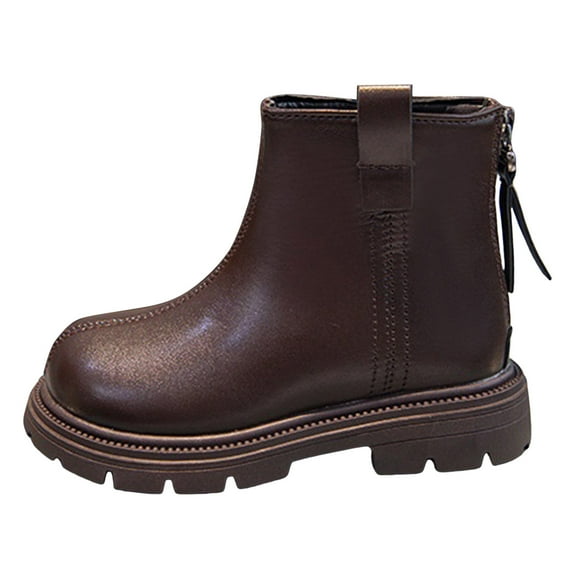 BOBOGOJP Toddler Shoes Boys Girls Mesh Lace Boots Fashion Mesh Lace Boots Non Breathable Leather Boots Lightweight Children's Boots Brown for Size 3.5