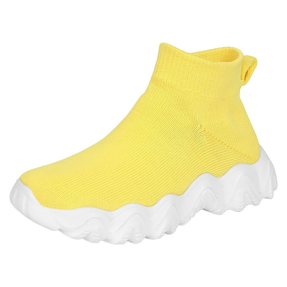 BOBOGOJP Toddler Shoes for Girls High Top Sneakers Wide Walking Tennis Shoes Yellow for 5