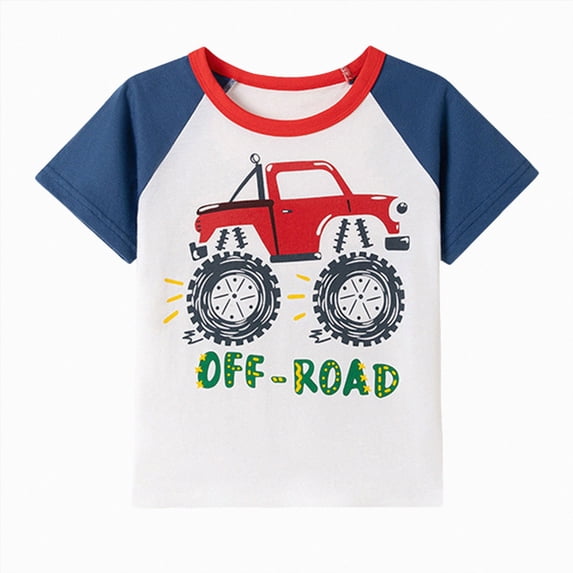 BOBOGOJP Toddler T-Shirts Boys Short Sleeve Tees Cotton Casual Graphic Crewneck Summer Top Blue for Size 7 Years