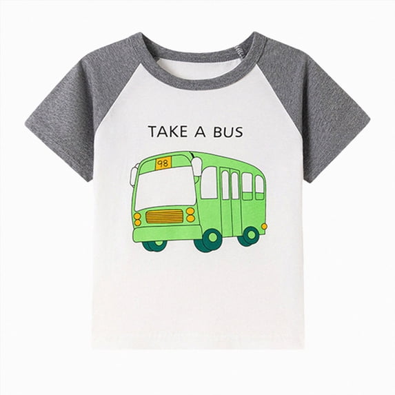 BOBOGOJP Toddler T-Shirts Boys Short Sleeve Tees Cotton Casual Graphic Crewneck Summer Top Grey for Size 2 Years