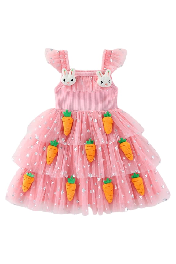 Toddler Tulle Dress Unicorn Outfit Birthday Princess Party Girls Summer Causal Tutu Skirts Pink for Size 5-6 Years