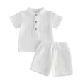 thumbnail image 1 of BOBOGOJP Toddlers and Baby Boys' Summer Clothes Infant Boy Button-town Shirt and Short Set Outfits(White, 2-3 Years), 1 of 3