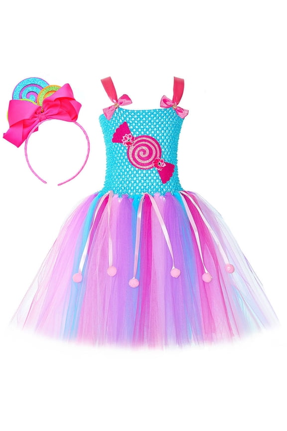 Trolls Little Girls Princess Poppy Birthday Halloween Toddler Kids Baby Tutu Dresses Sky Blue for Size 4-5 Years