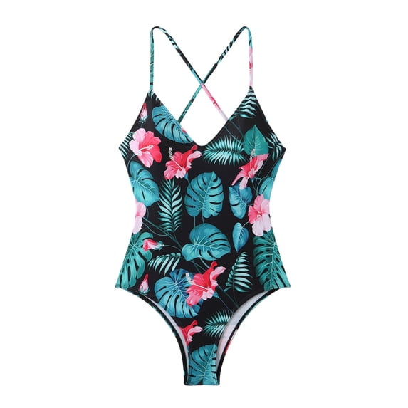 BOBOGOJP Women One Piece Tummy Control Swimsuit Crisscross Backless Bathing Suit Green for Size L