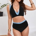 thumbnail image 1 of BOBOGOJP Women Plus Size High Waisted Bikini - Ribbed Two Piece Swimsuit Tummy Control Bathing Suit V-Wired 2026 Swimwear Black for Size M, 1 of 8