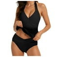 thumbnail image 1 of BOBOGOJP Women Sexy Halter Tankini Bathing Suits Slimming Tummy Control High Waisted Swimsuits 2 Piece Black for Size S, 1 of 5
