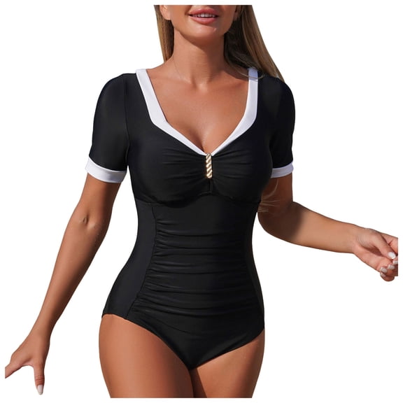BOBOGOJP Women Sexy Tummy Control One Piece Swimsuits High Cut Bathing Suit 2026 Black for Size M