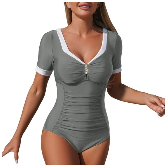 BOBOGOJP Women Sexy Tummy Control One Piece Swimsuits High Cut Bathing Suit 2026 Gray for Size XL