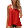 thumbnail image 1 of BOBOGOJP Women Tankini Swimsuits Tummy Control Bathing Suit Two Piece High Waisted Bottoms Ruffed Tops Full Coverage Swim Suits Red for Size L, 1 of 9
