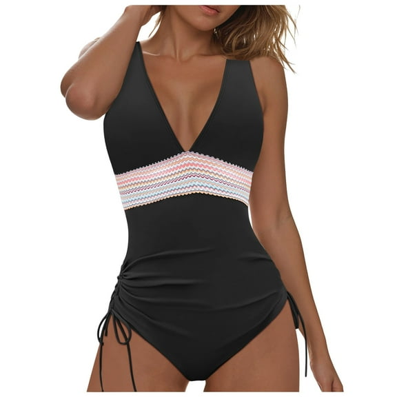 BOBOGOJP Women Tummy Control One Piece Swimsuit Sexy Bathing Suit Black for Size M