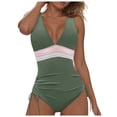 thumbnail image 1 of BOBOGOJP Women Tummy Control One Piece Swimsuit Sexy Bathing Suit Green for Size XXL, 1 of 7