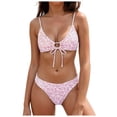 thumbnail image 1 of BOBOGOJP Women's 2 Piece Bikini Sets Boho Floral Print Underwire Swimsuit Tie Front Cut Out Bathing Suit Pink for Size XL, 1 of 7