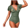thumbnail image 1 of BOBOGOJP Women's One Piece Swimsuits Tummy Control Bathing Suit 2026 Petal Cutout Swim Suit Ruffle V Neck Swimwear Amry Green for Size M, 1 of 6