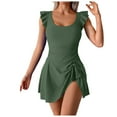 thumbnail image 1 of BOBOGOJP Women's Plus Size Bathing Suit One Piece Swim Dress Tummy Control Swimsuits Ruffle V Neck Swimwear Green for Size S, 1 of 9