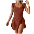 thumbnail image 1 of BOBOGOJP Women's Plus Size Bathing Suit One Piece Swim Dress Tummy Control Swimsuits Ruffle V Neck Swimwear Red for Size L, 1 of 9