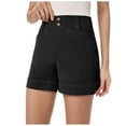 thumbnail image 1 of BOBOGOJP Women's Pull-On Denim Shorts, 5" Inseam (Black,XL), 1 of 5