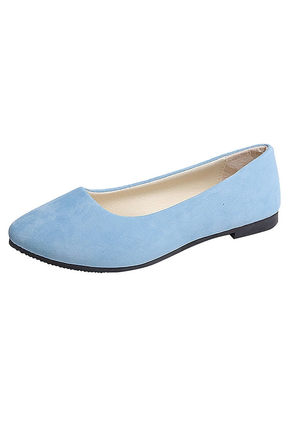 Women's Round Toe Ballet Flats Comfortable Bow Dressy Flats Shoes for Women (Light Blue,6)
