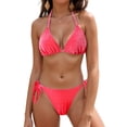 thumbnail image 1 of BOBOGOJP Women's Two Piece Bikini Swimsuit Sexy Ribbed Triangle Top Bathing Suits String Cheeky Bikini Sets Hot Pink for Size XL, 1 of 8