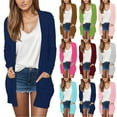 thumbnail image 1 of BOBOGOJP Womens Casual Lightweight with Pocketes Long Sleeve Open Front Cardigan Wine for Size XL, 1 of 7