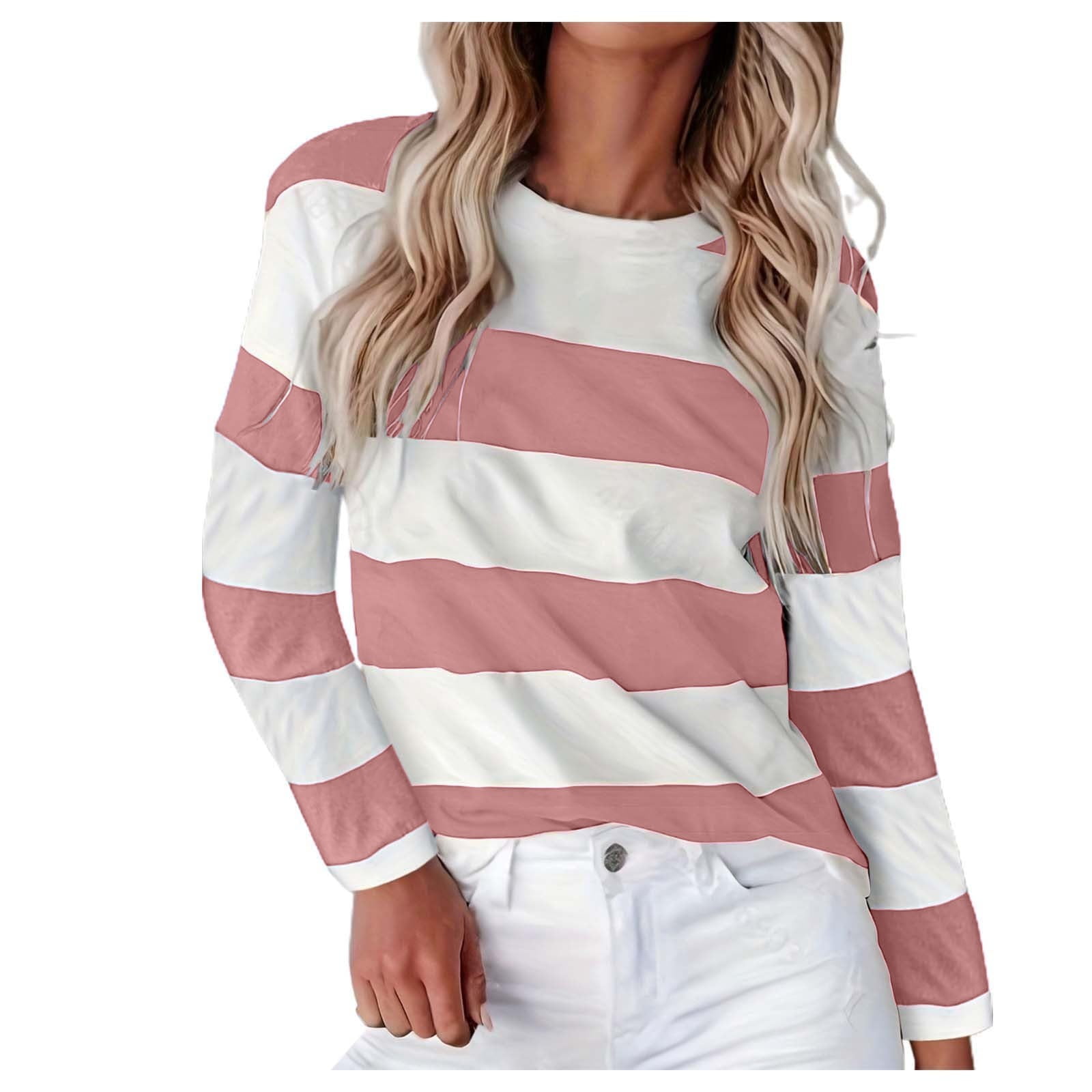 Sieanear Women's Short Sleeve T-Shirt - Striped Color Block Leopard Print Casual Top, Size Large - View #7