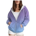thumbnail image 1 of BOBOGOJP Womens Zip Up Hoodies 2025 Fall Winter Trendy Long Sleeve Hooded Sweatshirts Long Sleeve Comfy Casual Tie-dye Jacket Purple,Size M, 1 of 6