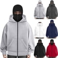 thumbnail image 1 of BOBOGOJP Zipper Hoodies for Women Oversized Fall Fashion 2025 Casual Winter Jackets Trendy Hooded Zip up Sweatshirt Black for Size S, 1 of 5