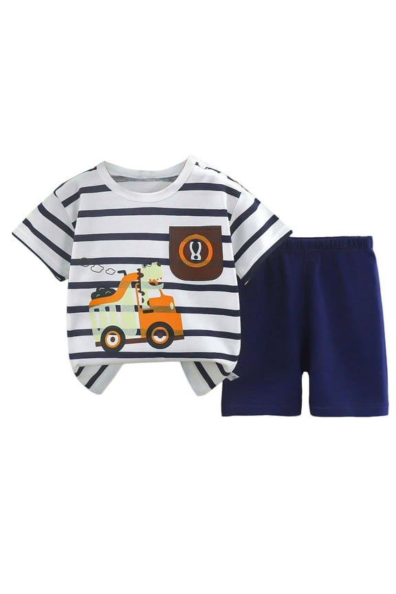 Baby Girl Boy Summer Clothes Bee Print Top Short Sleeve Floral Shirt and Shorts Set Toddler Infant Summer Outfit(Green,5-6 Years)