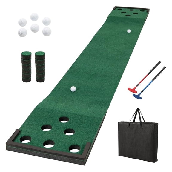 BOBOKY 11 FT Golf Putting Game Set, Indoor Outdoor Putting Green Mat with 2 Adjustable Putters, 6 Balls & 12 Holes for Party, Backyard, Home & Office, Golf Practice Training Mat