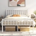 thumbnail image 1 of BOBOKY 14 Inch Full Size Bed Frame Metal Platform Bed with Spindle Headboard Footboard/Mattress Foundation/No Box Spring Needed/Underbed Storage Space/Steel Slat Support/Easy Set up, White, 1 of 10