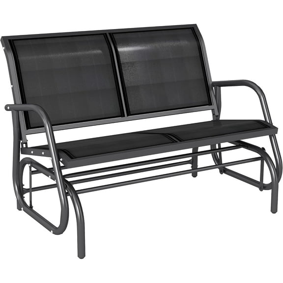 BOBOKY 2-Person Outdoor Glider Bench, Patio Double Swing Rocking Chair Loveseat w/Powder Coated Steel Frame for Backyard Garden Porch,Black